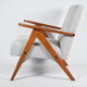 Vintage original armchair 1960s, totally restored, light grey fabric