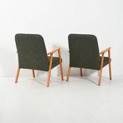 Pair of Beech Armchairs with grey upholstery