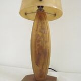 French vintage gold retro resin table lamp with marble effect cone shade.