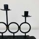 Vintage Brutalist Wrought Iron Triple Candle Holder