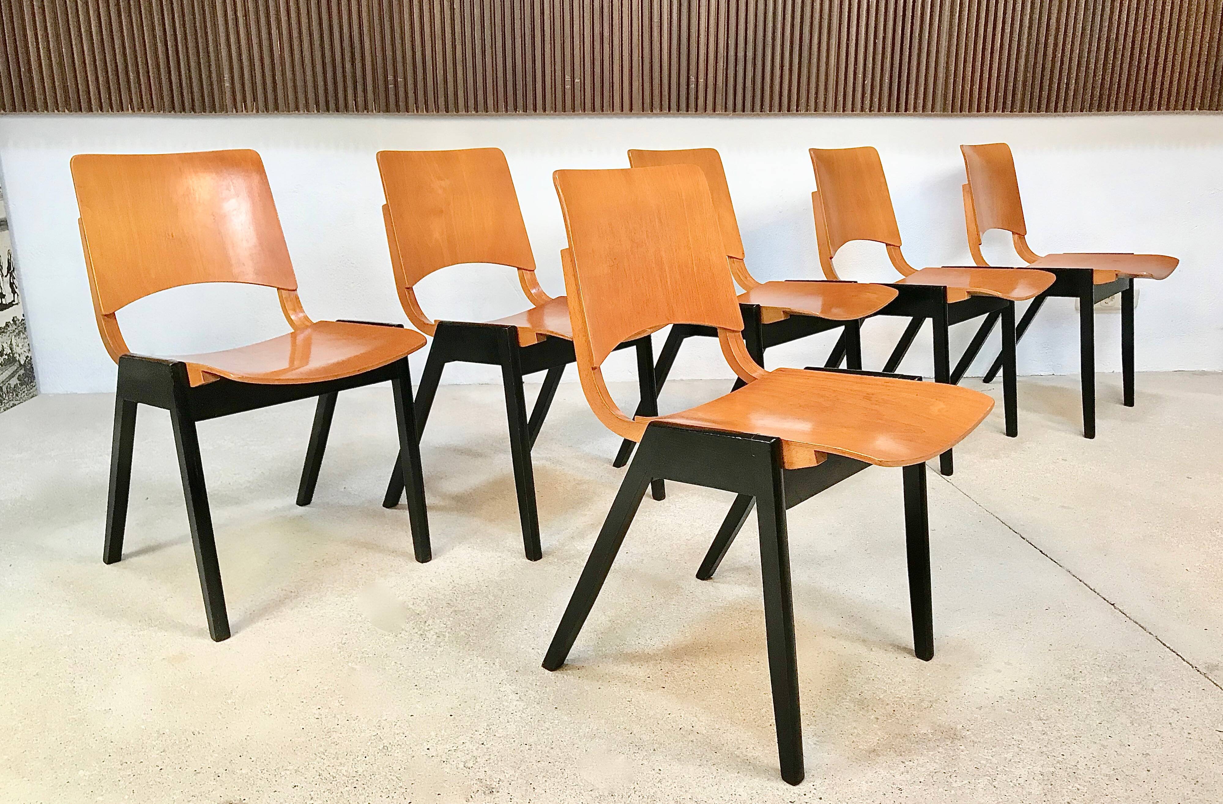 Set of 6 Dining Chairs P7 by Roland Rainer for E & A Pollack, Vienna 1952