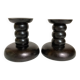 Pair of black stained wooden candlesticks