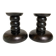 Pair of black stained wooden candlesticks