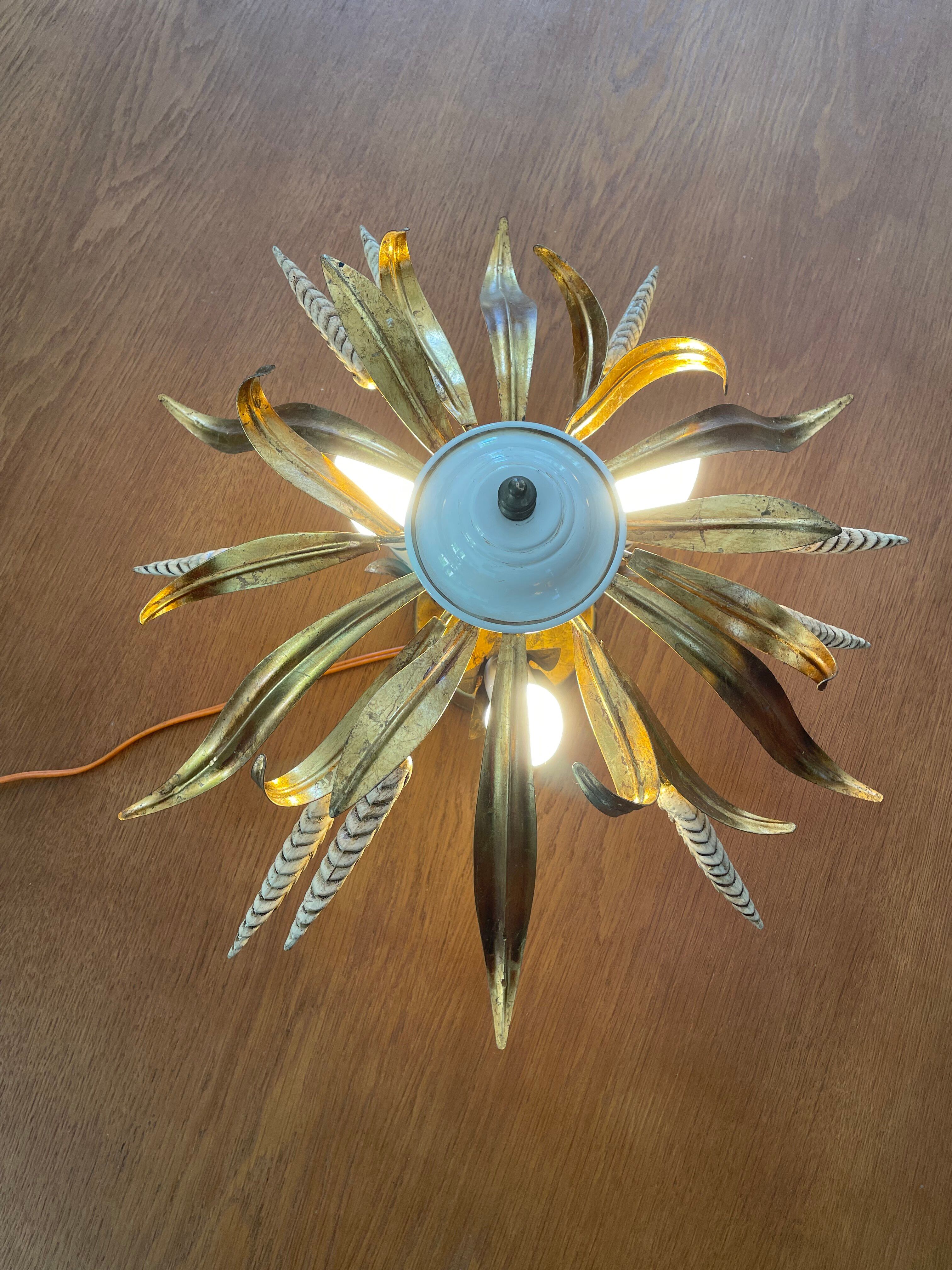 Hollywood Regency style ceiling light with wheat sheaves