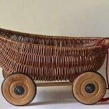 Braided wicker cradle, pulling toy