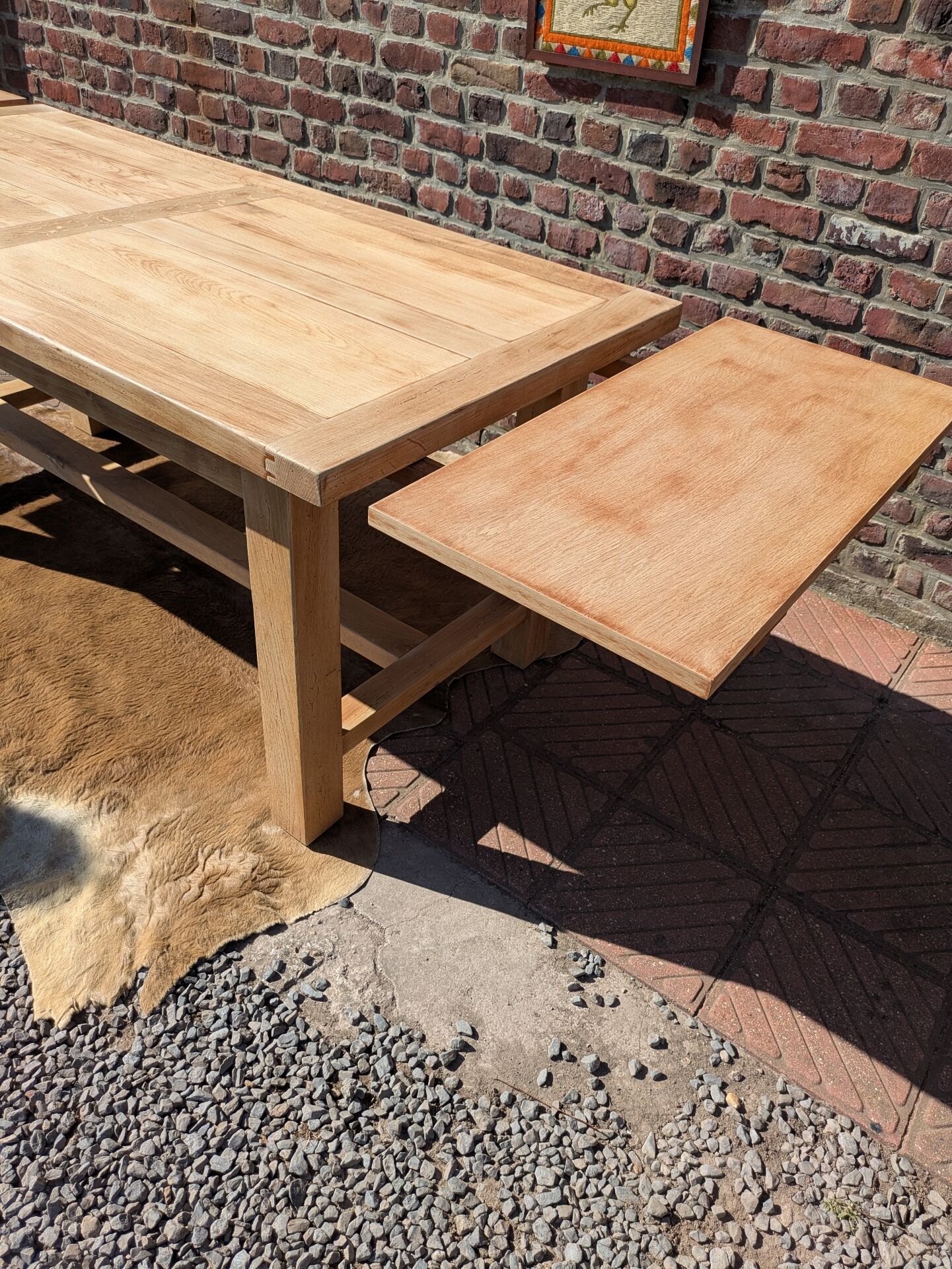 Oak farmhouse table with extensions