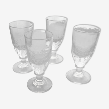 4 19th absinthe glasses