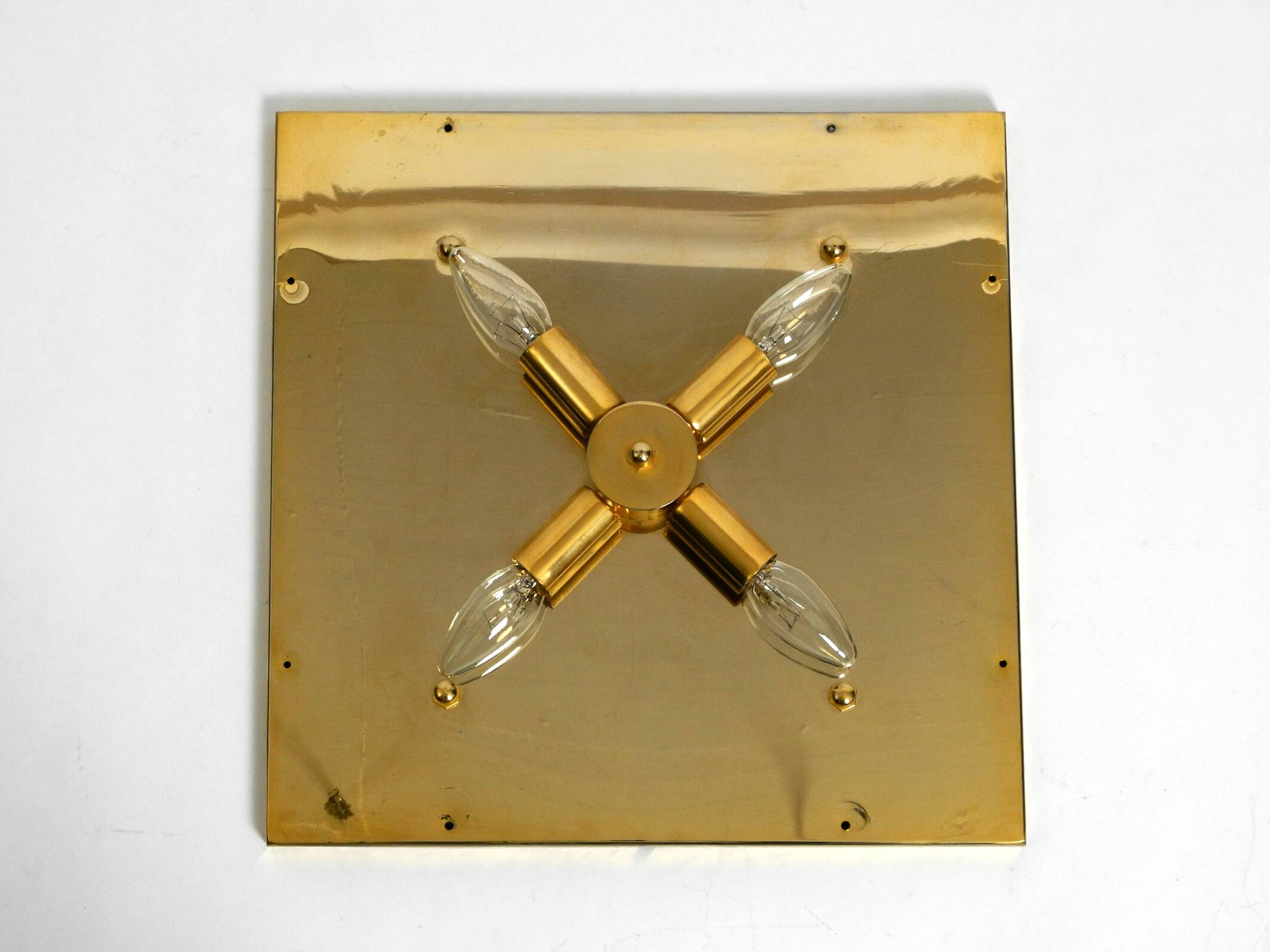 1960s brass wall backlit mirror, frame with glass beads by Palwa