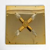 1960s brass wall backlit mirror, frame with glass beads by Palwa