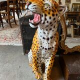 Enamelled ceramic leopard