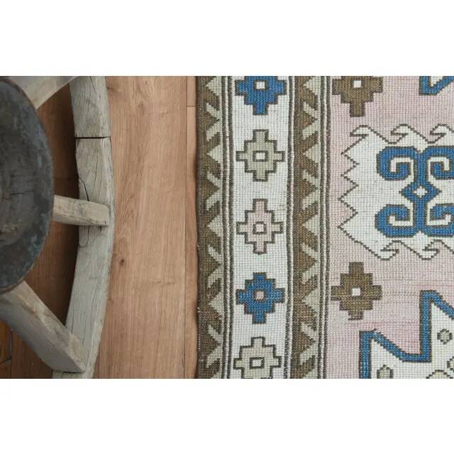 1970s Vintage Turkish Oushak Handmade Wool Cotton Pink Area Rug 130x190