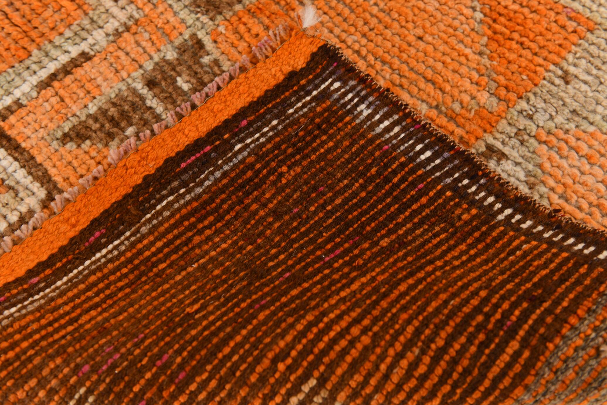 3x9 Vintage Brown & Orange Runner Rug, 84x285Cm