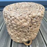 70s woven pouf footstool