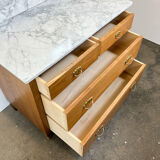 Art Nouveau chest of drawers, marble washstand and mirror top, oak, 1910s