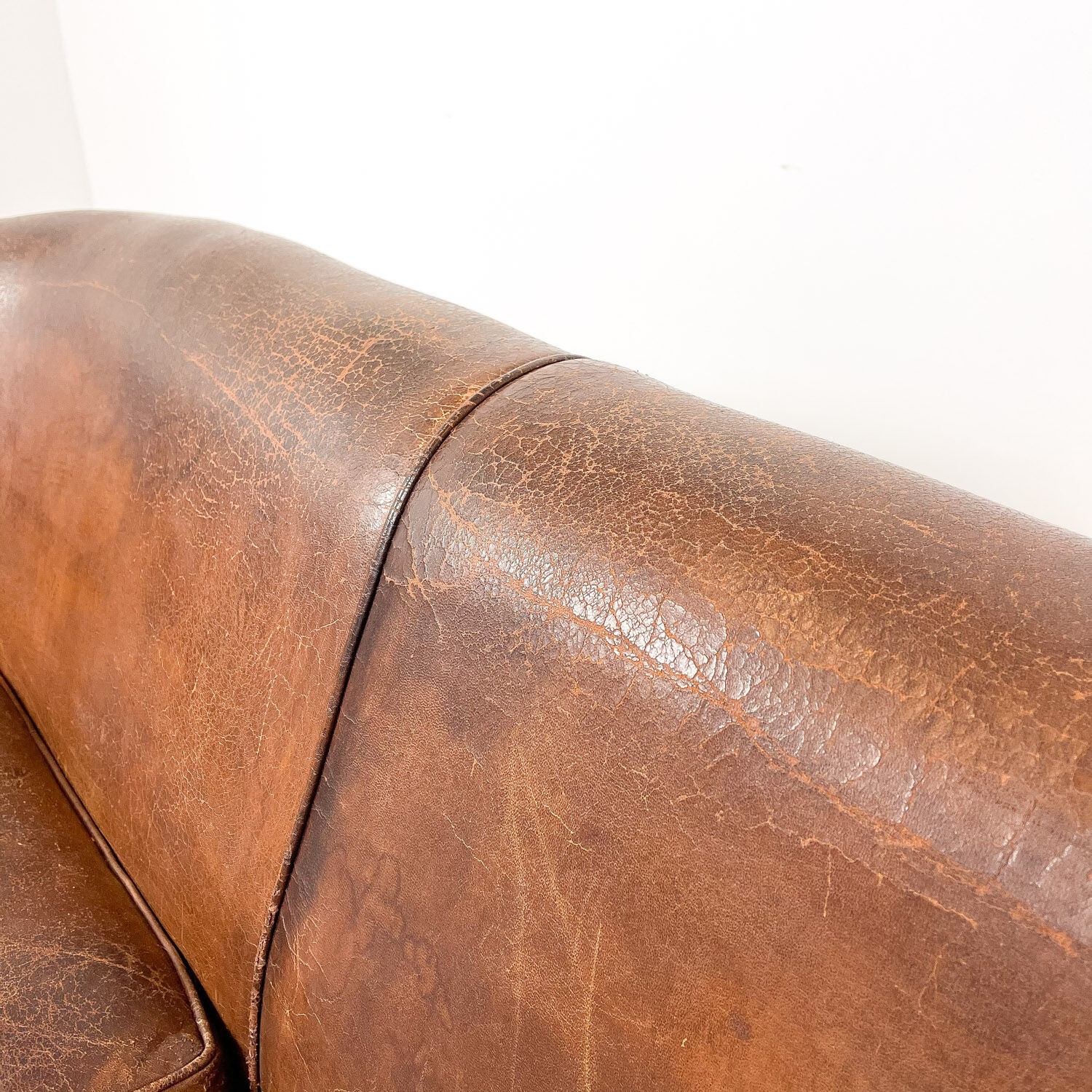 Vintage sheep leather three seater club sofa