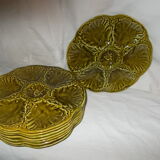 8 Seashell or oyster plates, Gien earthenware