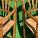 Pair german bobbin turned side chairs with rush seat