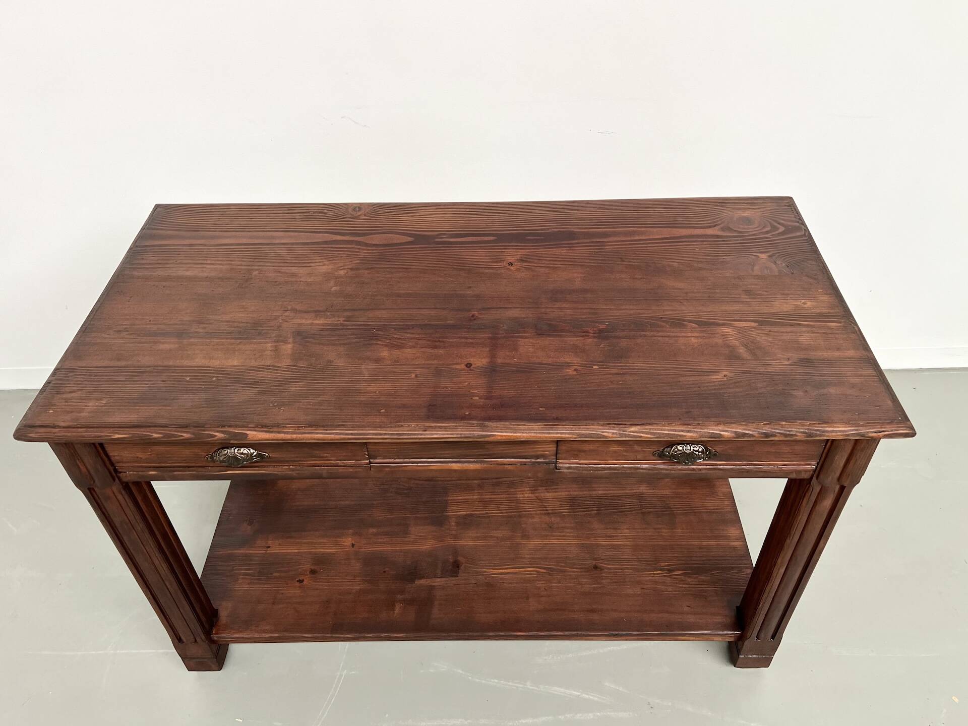 Small pine drapery table from the 1950s