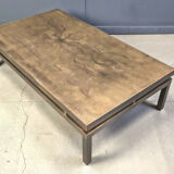 Vintage etched brass coffee table signed by Willy Daro, 1970s