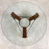 Mid century iron and leather coffee table, 1950s