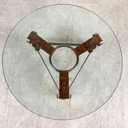 Mid century iron and leather coffee table, 1950s