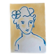 Signed painting in Chinese ink and pastel, “art deco” female portrait