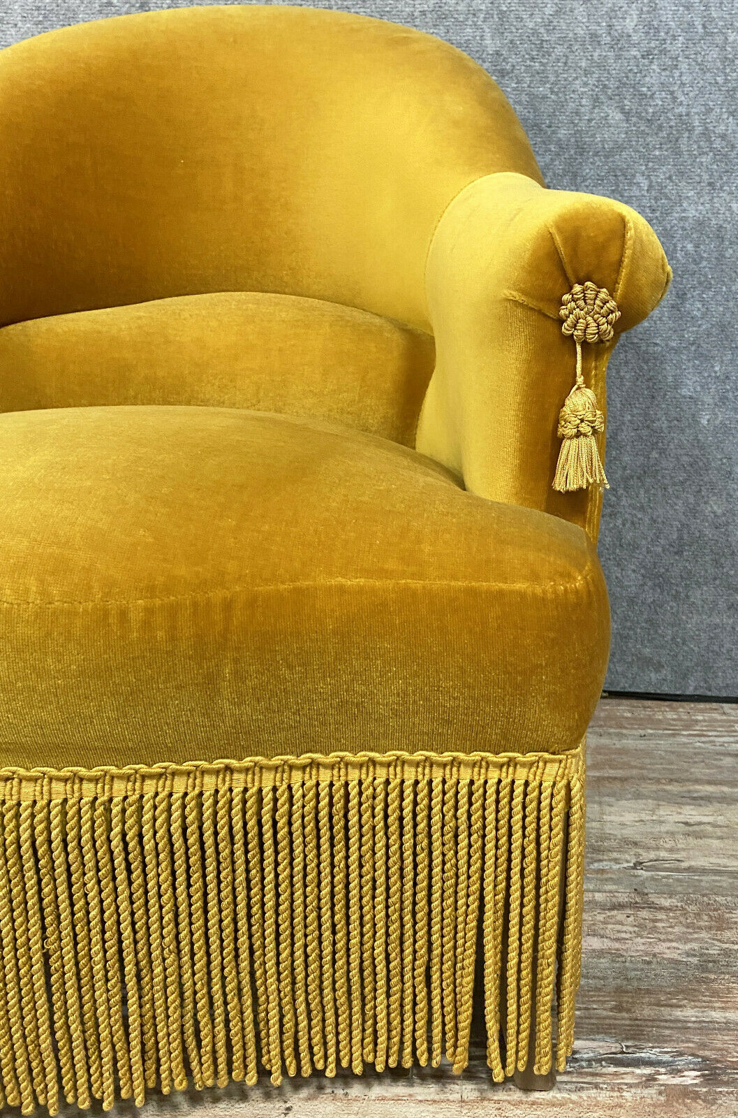 Pair of armchairs "toad" napoleon III era in Genoa velvet