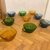 9 tasses vereco bleu vert et orange