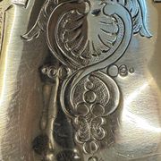 Antique silver-plated metal milk jug – Rococo style, chased decoration, early