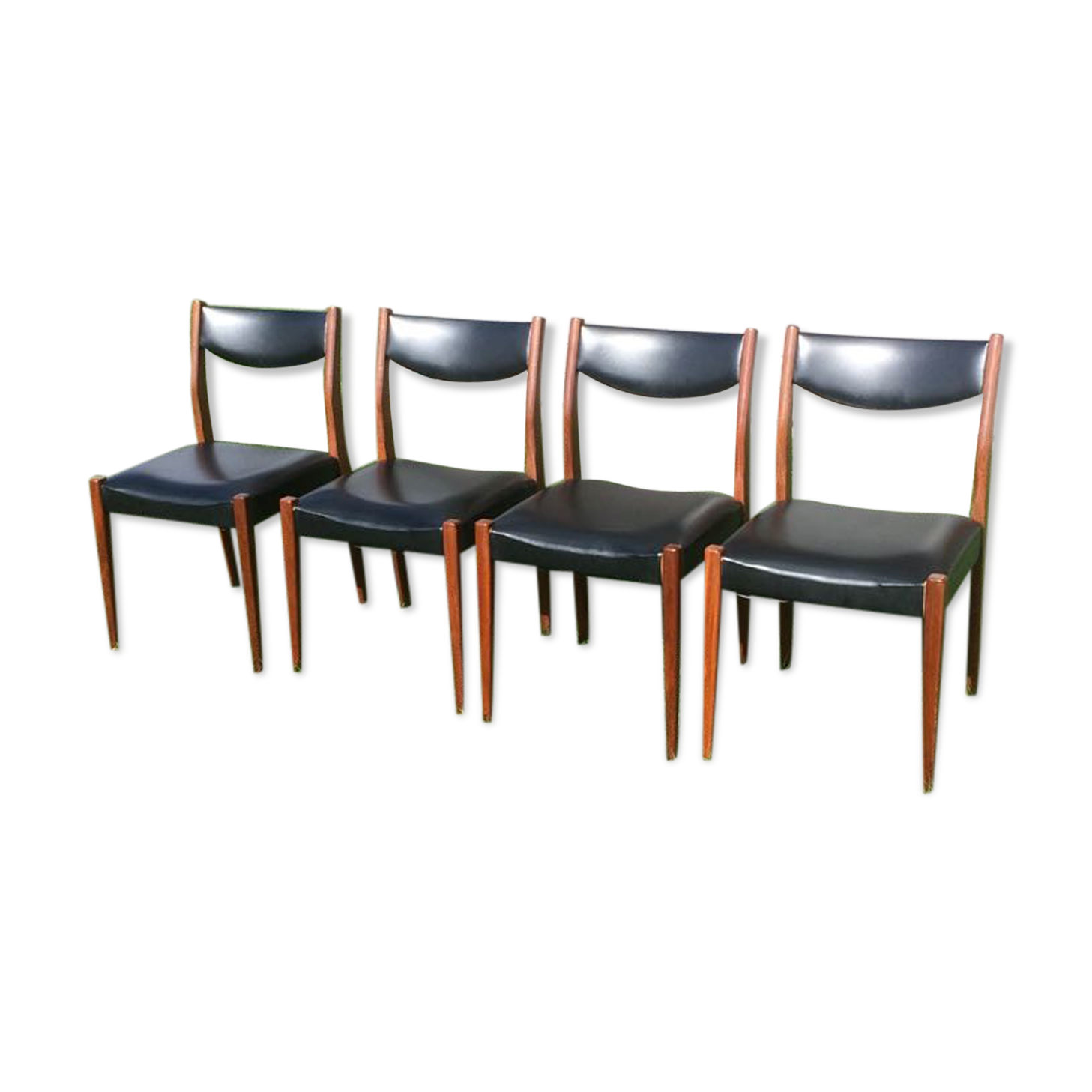 Set of 4 Scandinavian chairs from the 60s in black skai
