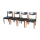 Set of 4 Scandinavian chairs from the 60s in black skai