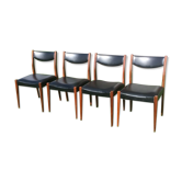 Set of 4 Scandinavian chairs from the 60s in black skai