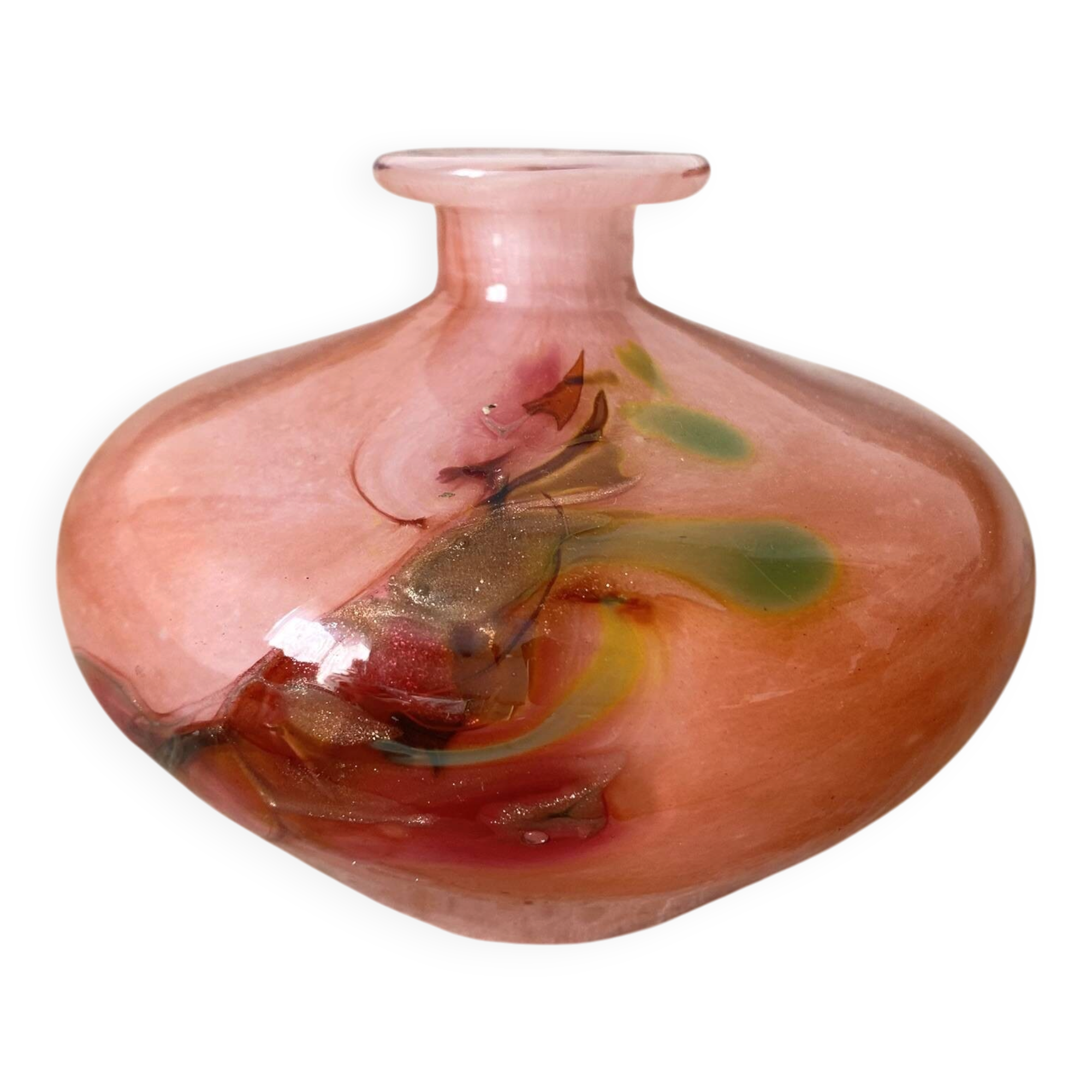 Single flower vase signed Gérard Torchaux, Art glass.