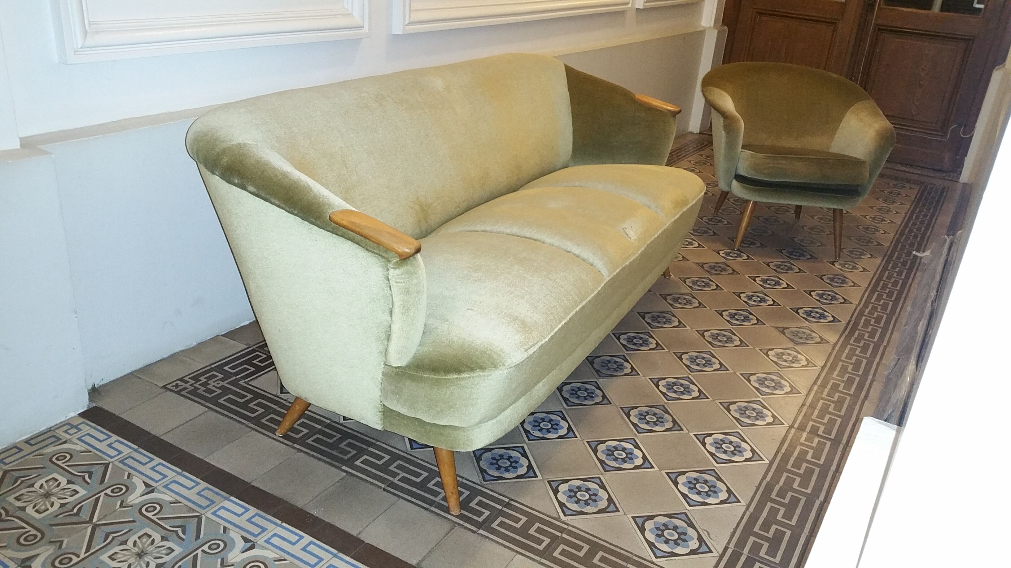 Organic Chair Danish Scandinavian years 50 / 60 ice green vintage