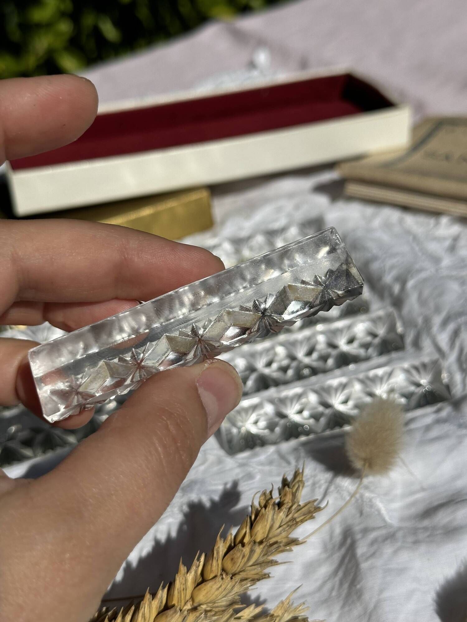 Set of 10 Vintage Cut Crystal Knife Rests // Tableware
