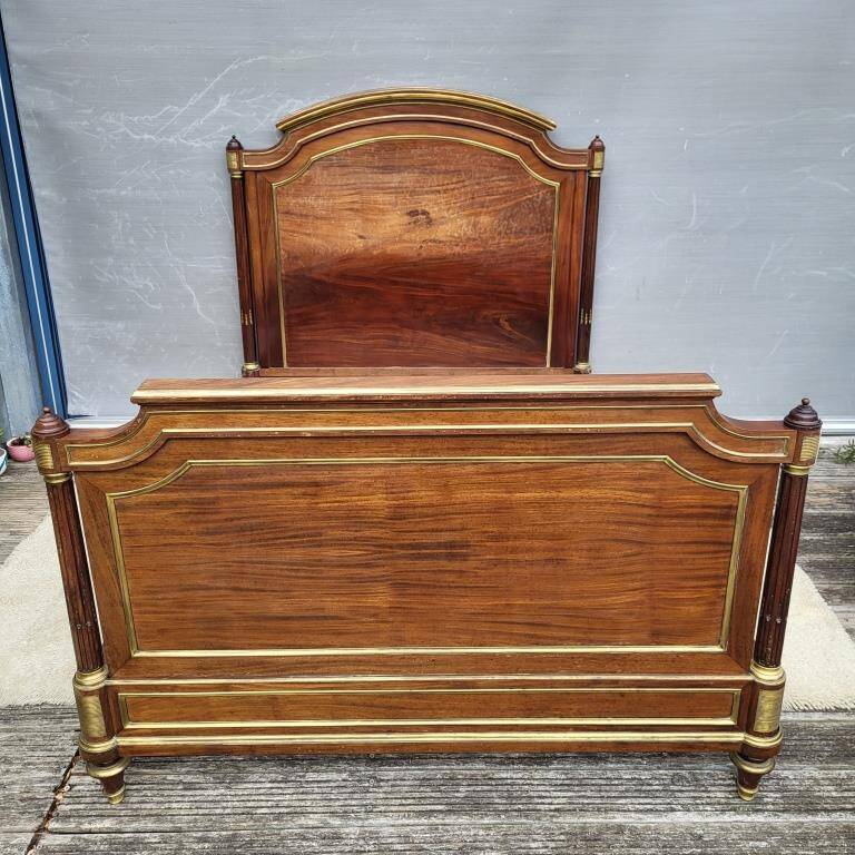 Napoleon bed in mahogany and gilded brass, Empire style
