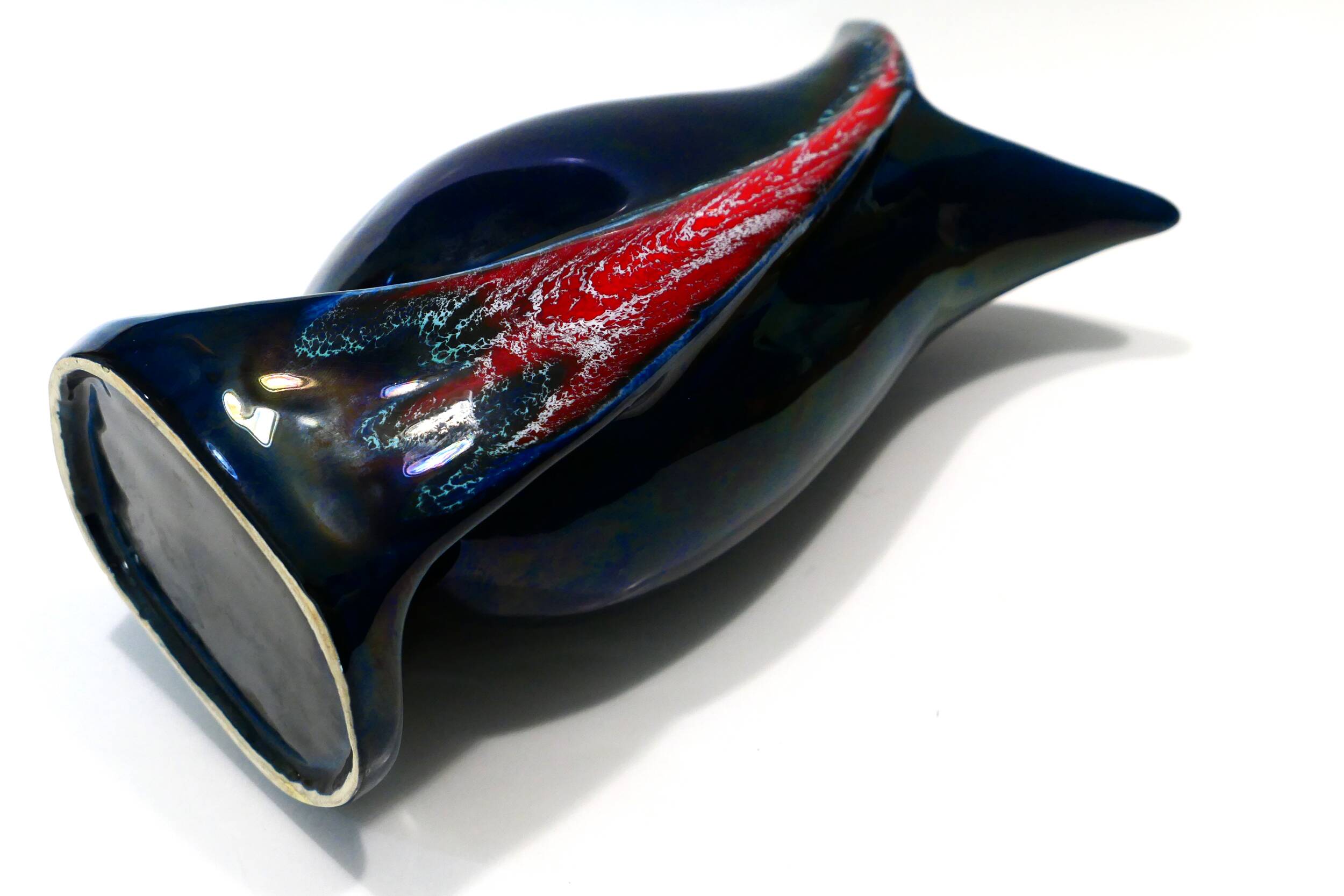 Vase Vallauris forme libre moderniste 1950-60 Bleu rouge