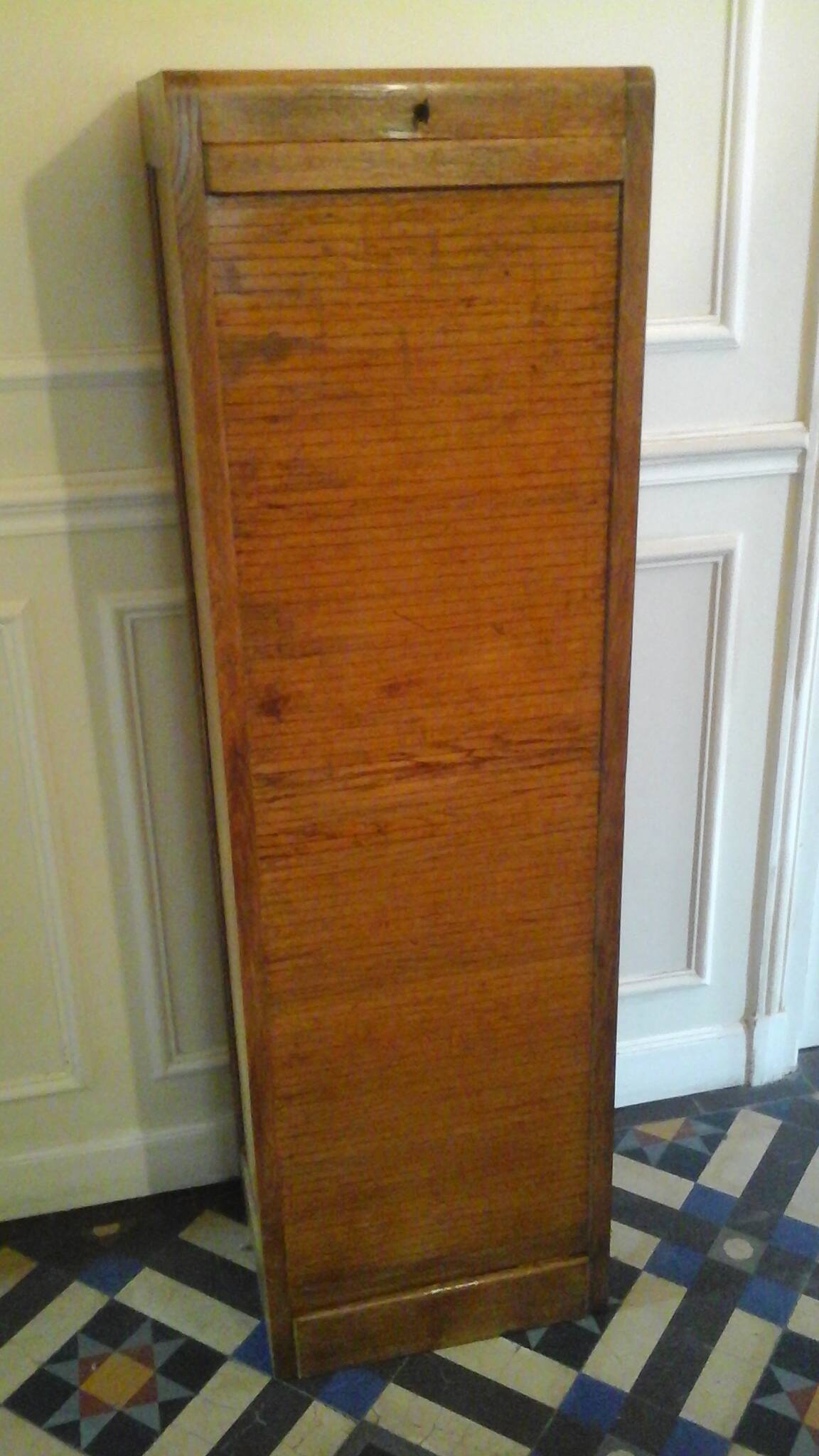 Old oak curtain file cabinet