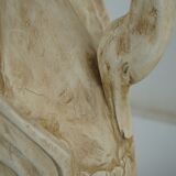 Two wall lamps in carved and lacquered cream wood, representing swans