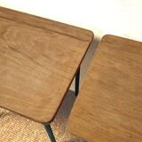 Pair of vintage wood and metal bedside tables
