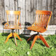 2 old swivel office chairs in solid wood