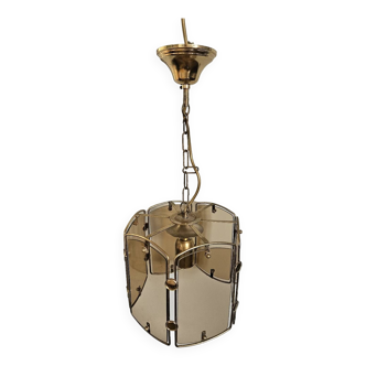 Suspension in brass and smoked glass HAL