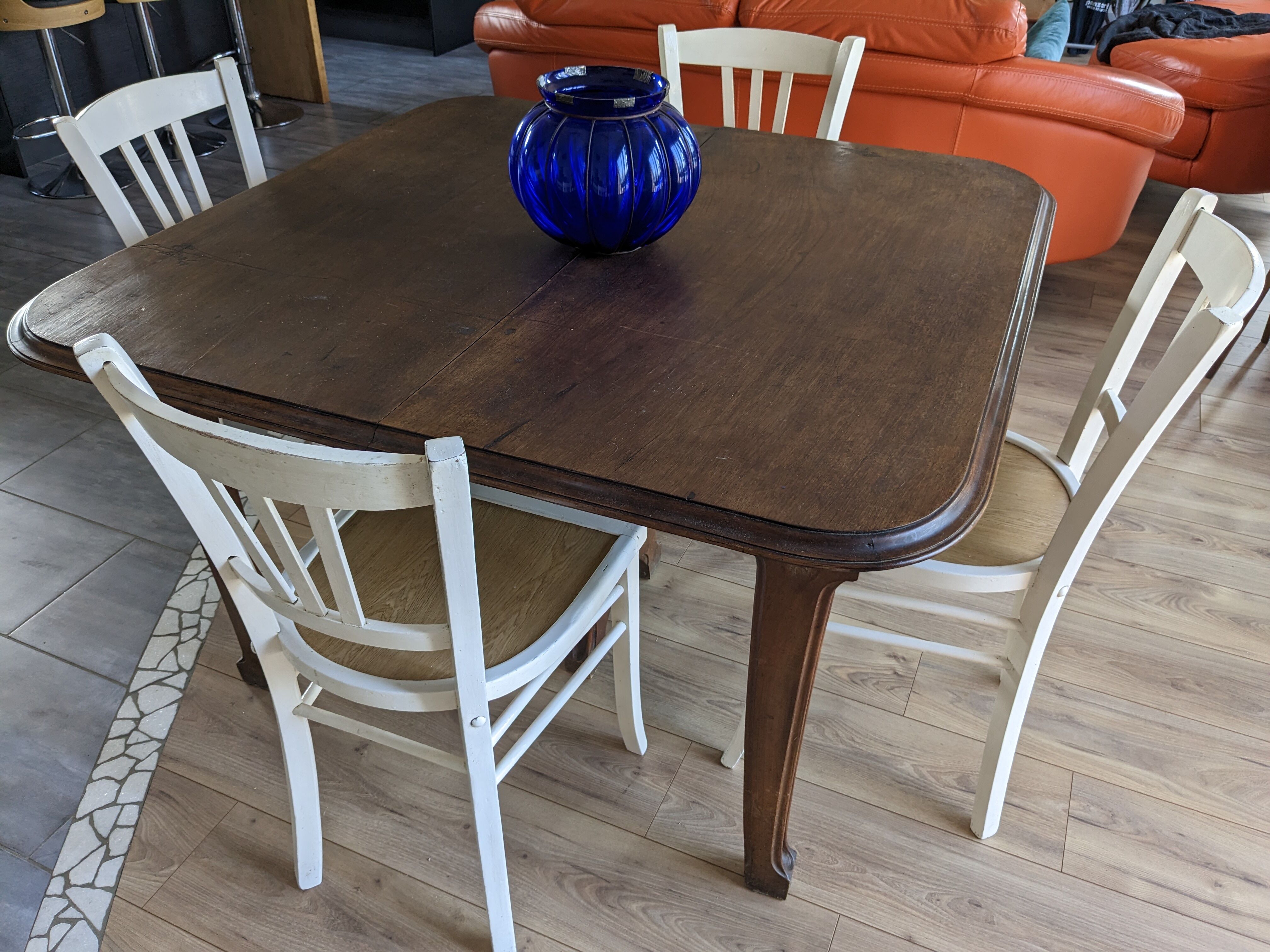 Set of 4 vintage shabby chic bistro chairs