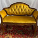 Louis XV style bench upholstered yellow velvet