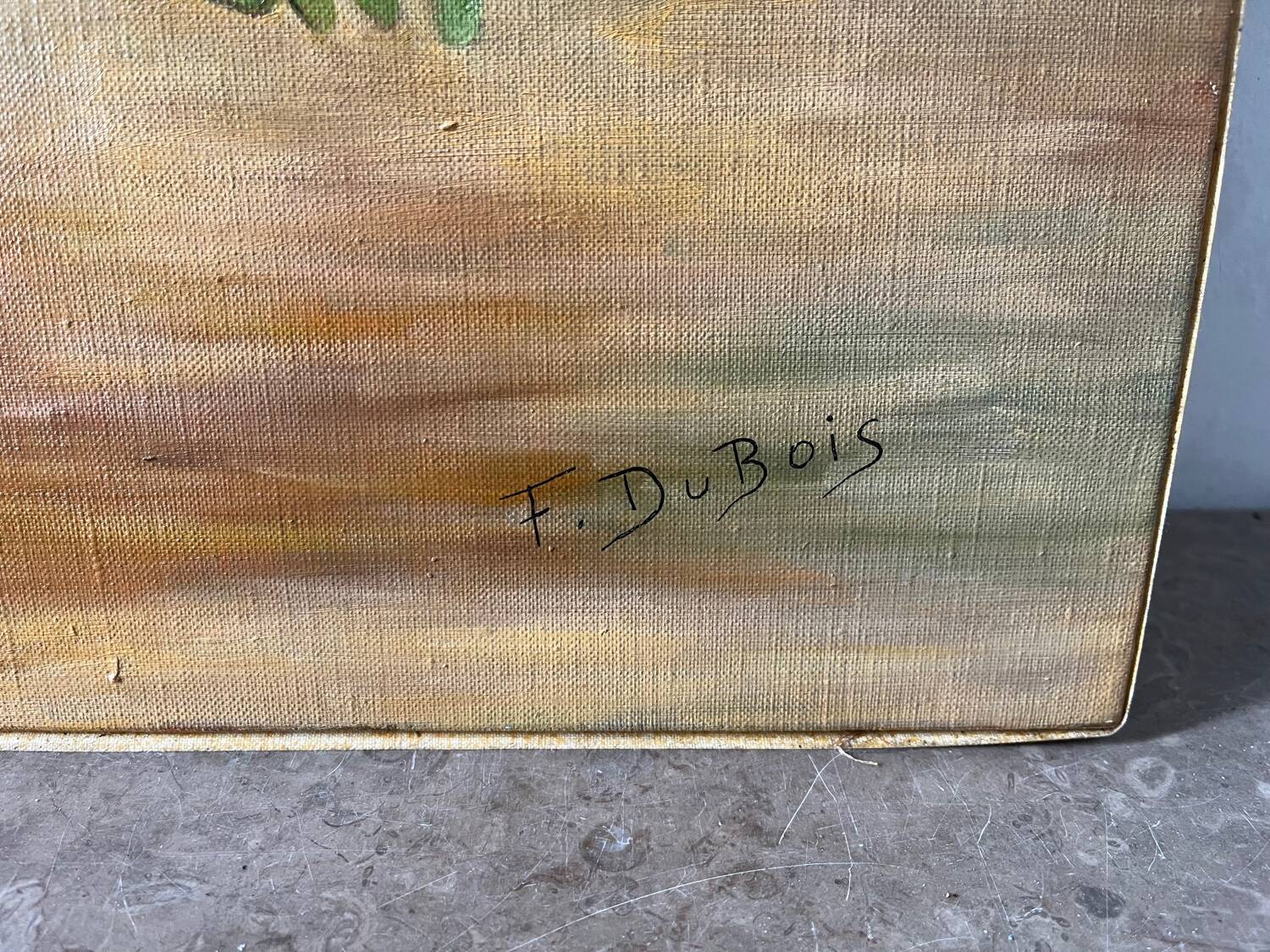 Large Table Bouquet of Flowers, Oil on Canvas, Signed Francine Dubo