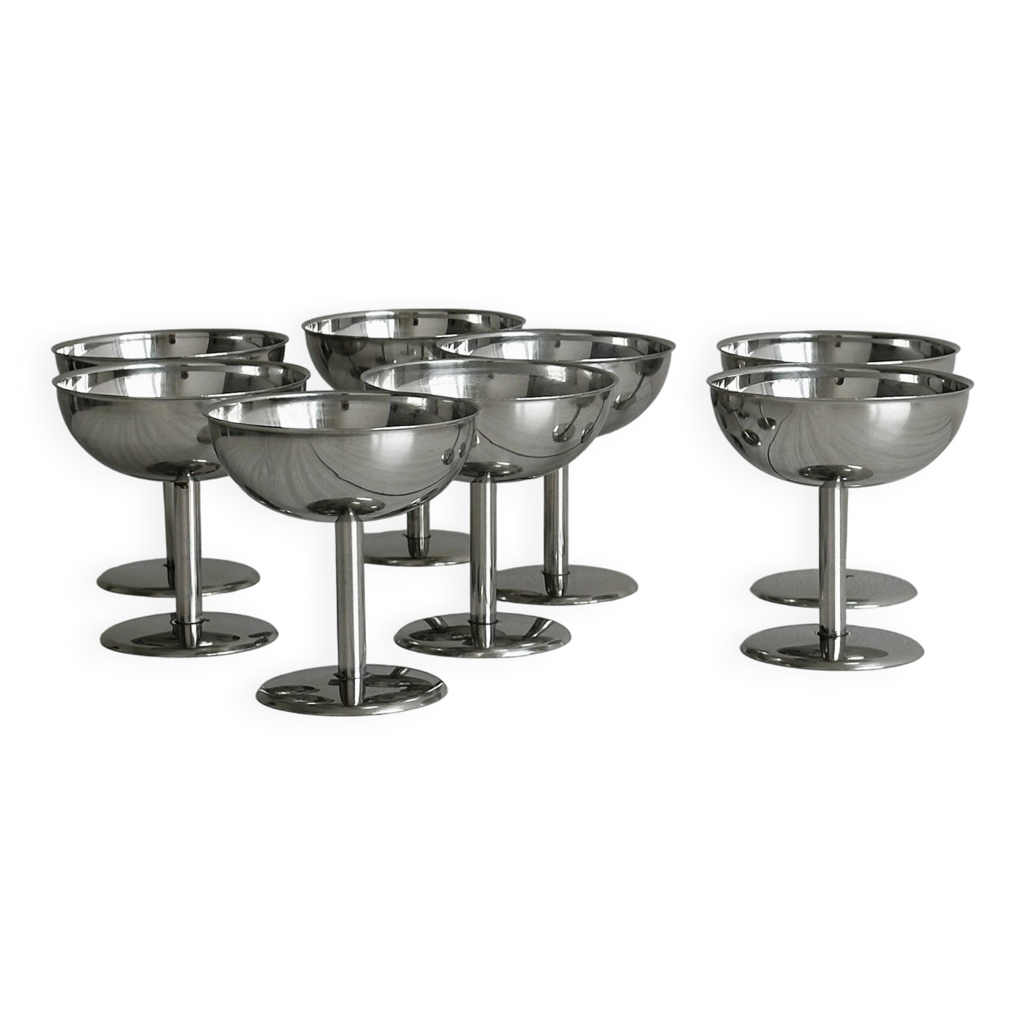8 stainless steel metal footed bowls