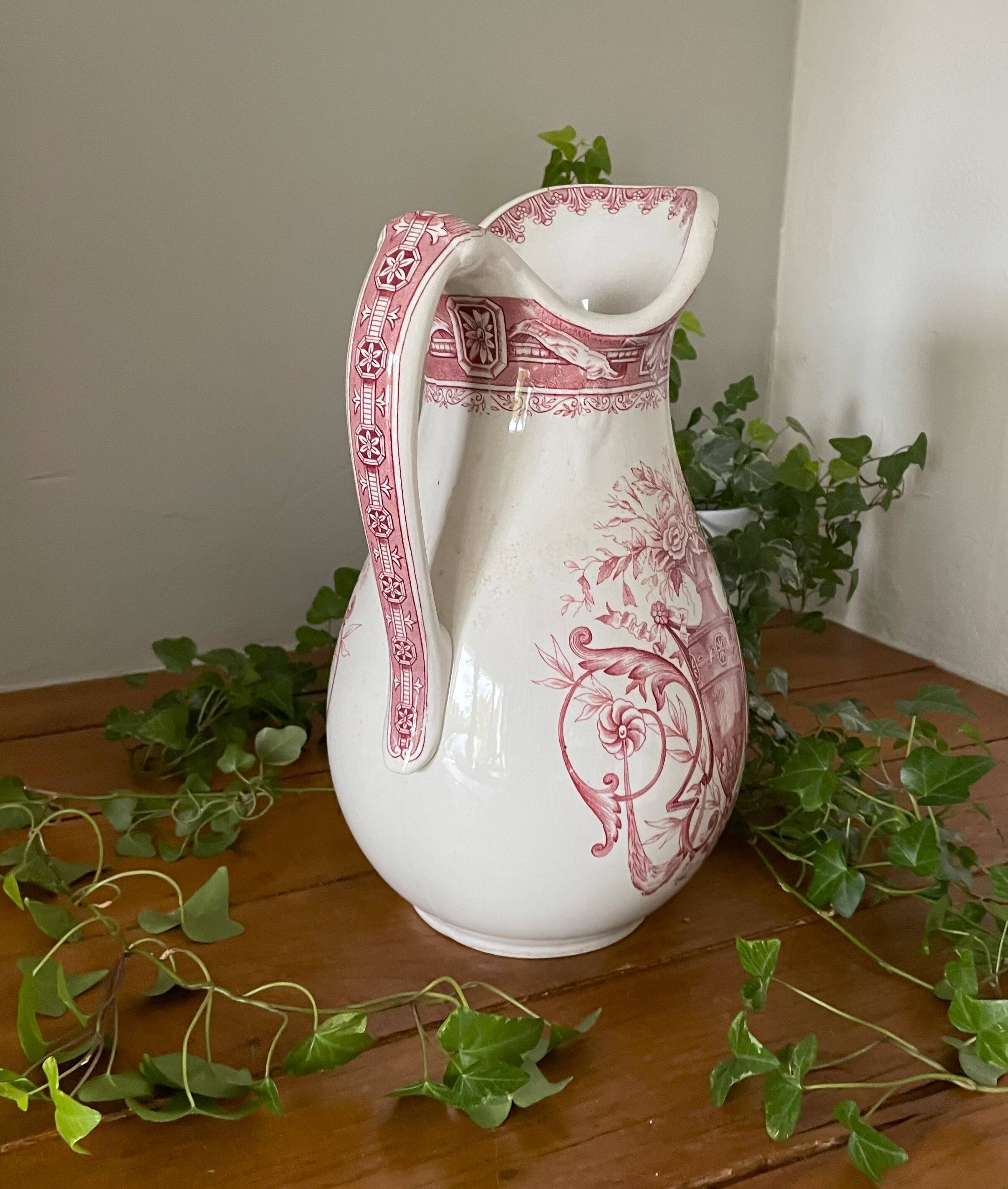 Antique earthenware pitcher from Boch Frères La Louvière