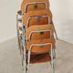 Set of 4 metal and wood school chairs, former Czechoslovakia, 1960.