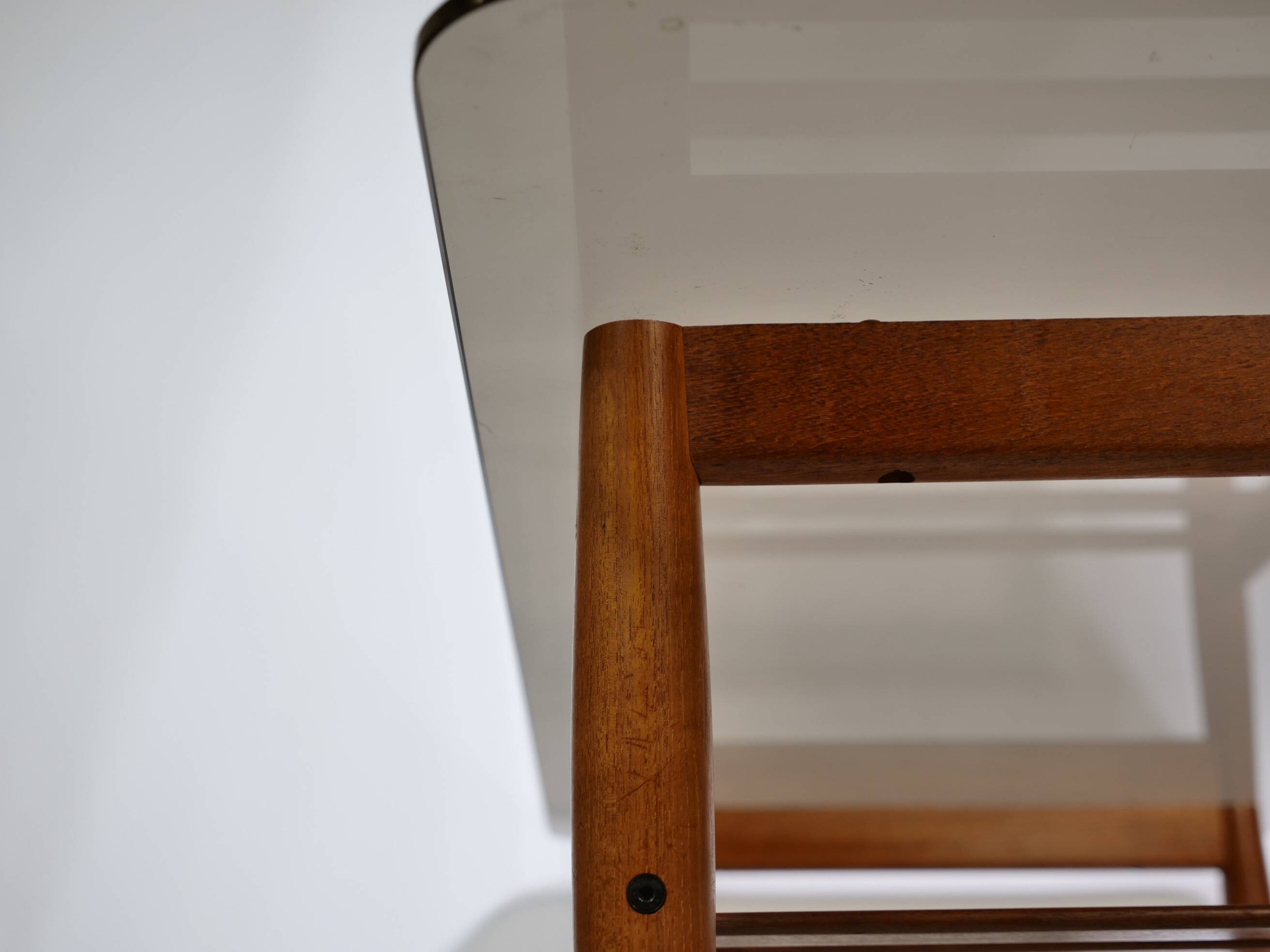 Mid-Century Design Teak Coffee Table with Smoked Glass by Möbel Mann, 1960s