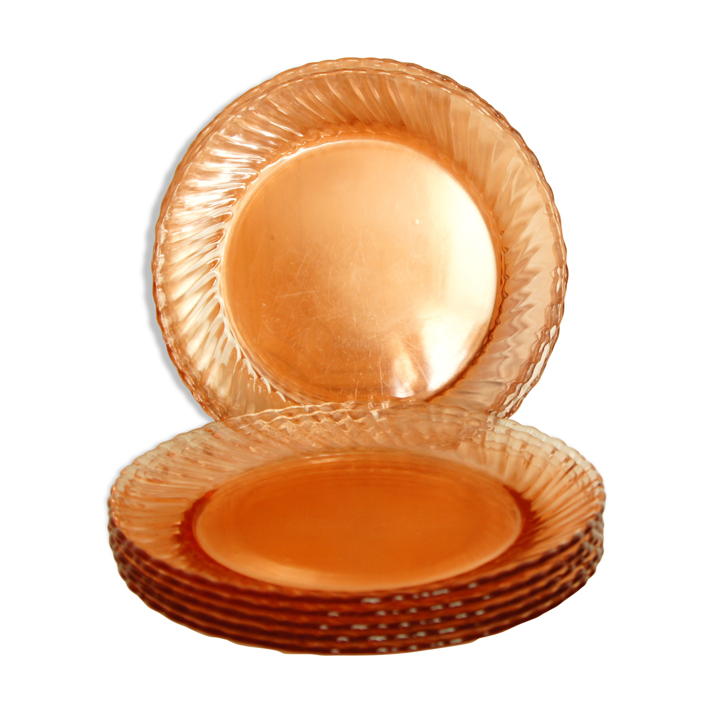 Set of 11 arcoroc France vintage plates